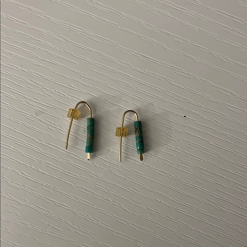 Turquoise Beaded Gold Earrings